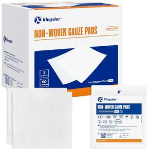 Kingstar Sterile Nonwoven Gauze Pads, 4"x 4" Wound Dressing, 60 Packs - 120 Pieces Superior Soft Sponge Pads, Higher Absorbent Gauze Compresses for Trauma or Post-Operative Wound Care in Saudi Arabia