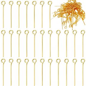 500PCS Gold Plated Metal Wire Eyepins, 9-Shape Open Eye Head Pins for Jewelry Making, 0.79inch Needles Eyepins Bulk for DIY Crafts Earrings Pendants Necklaces Bracelet Jewelry Finding Making in Kuwait
