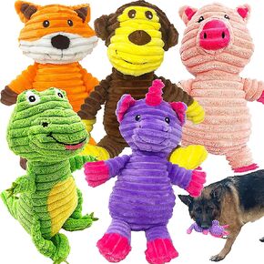 Jalousie Plush Toys Assortment Value Bundle Puppy Pet Mutt Squeak Toy for Medium Large Dogs (5 Pack Corduroy) in Kuwait