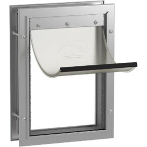 Hakuna Pets Deluxe Aluminum Pet, Cat and Dog Door with 2-Way Locking Panel for Screens, Doors and Walls up to 2.8" Thick, Small, Black in Kuwait