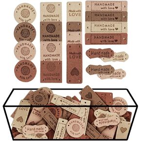 TOGETRUE 40pcs Leather Handmade Tags, Made with Love Tags, Crochet Tags in Kuwait