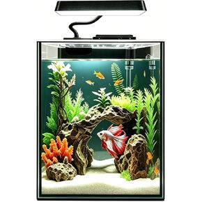 Ultra White Glass Betta Aquarium Starter Kits 1.5 Gallon Small Fish Tank, Betta Fish Tank with LED Light, Power Filter, 4mm Glass in Kuwait