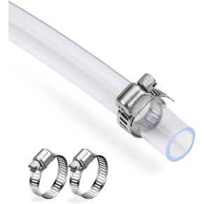 DAVCO 1" ID - 50 ft Clear Vinyl Tubing, Low Pressure Flexible PVC Tube, Heavy Duty UV Chemical Resistant Lightweight Plastic Vinyl Hose, BPA Free and Non Toxic, with 2 Stainless Clamps in Saudi Arabia