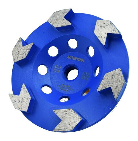 ACTINTOOL 5 in.x5/8-11 in. Arrow Segments Diamond Cup Wheel, 6 Pcs Arrow Segments Concrete Grinding Wheel for Coating Removing (5 Inch 5/8"-11 Threaded) in Kuwait