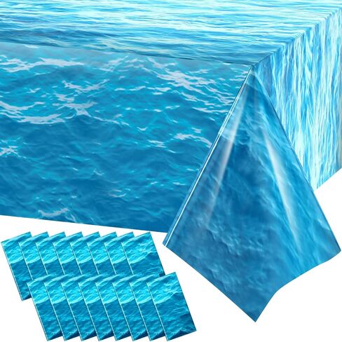 Irenare 2 Pieces Ocean Plastic Tablecloth 54 x 108 Inch Blue in Saudi Arabia
