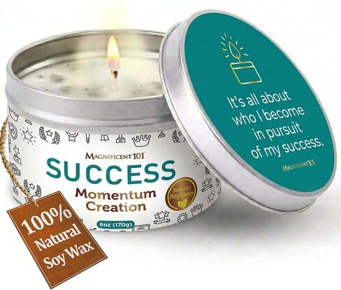 MAGNIFICENT 101 Money Aromatherapy Candle for Getting a Cash Flow Boost - Sage Cinnamon Scented Natural Soybean Wax Tin Candle for Purification and Chakra Healing in Kuwait