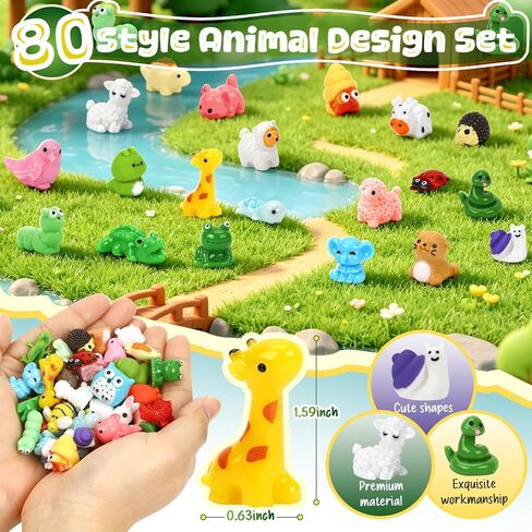 80pcs Mini Resin Animal 80 Styles Tiny Resin Animals for Fairy Garden Decor in Kuwait