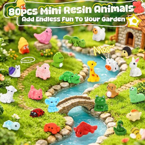 80pcs Mini Resin Animal 80 Styles Tiny Resin Animals for Fairy Garden Decor in Kuwait