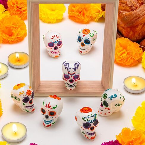 7Pcs Day of the Dead Skulls Decor, Mini Dia De Los Muertos Decorations in Saudi Arabia