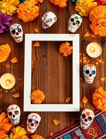 7Pcs Day of the Dead Skulls Decor, Mini Dia De Los Muertos Decorations in Saudi Arabia