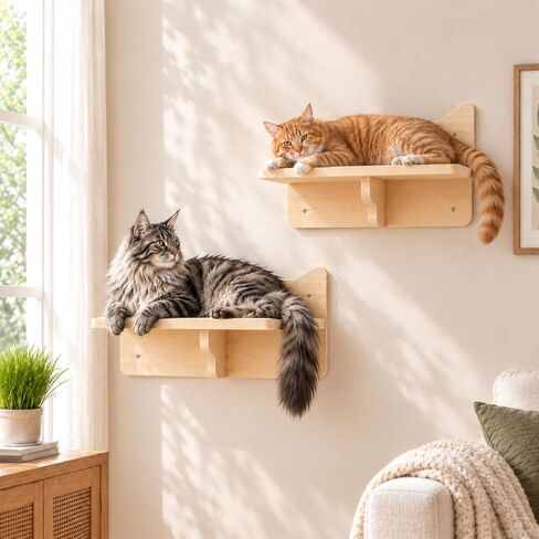 Cat Wall Shelves, 2-Piece Cat Wall Step for Large Cats in Kuwait