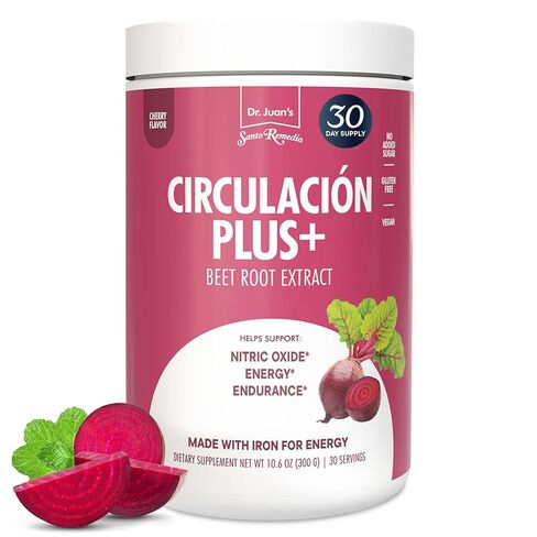 Santo Remedio Circulación Plus، مستخلص البنجر، طعام فائق، طاقة وقدرة على التحمل، يدعم أكسيد النيتريك، يدعم الدورة الدموية، نكهة الكرز، 30 حصة، نباتي، بدون سكر مضاف in Kuwait