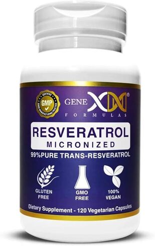 GENEX Trans Resveratrol 1000mg Serving 99% Pure Micronized Pharmaceutical Grade Trans-Resveratrol + Bioperine Extract mad in a GMP & NSF Certified Facility (4X 250mg Cpasules 120ct) in Saudi Arabia
