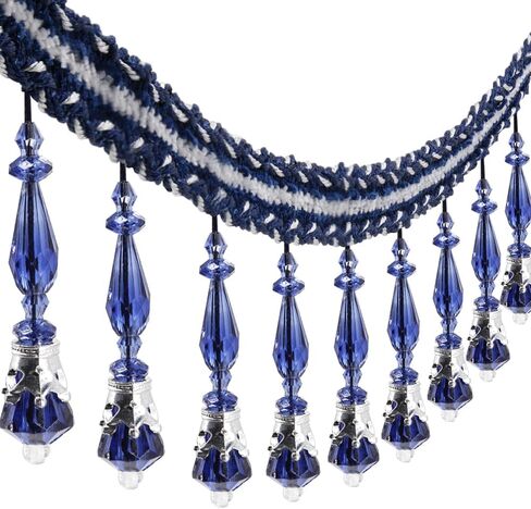 3Yard Beaded Fringe Trim Decorative Tassel Border for Curtains, Tablecloths, Home Decor, Bohemian Style Beaded Edging for DIY Crafts (Green) in Kuwait