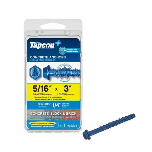 Tapcon+ 3/8 in. x 1-3/4 in. Heavy Duty Screw Anchors 10CT, Blue in Kuwait