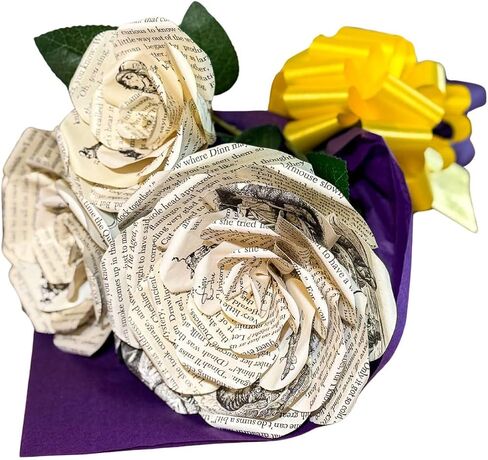 Handmade Alice's Adventures in Wonderland and Through the Looking Paper Flowers, Roses made from Novel Pages, Book Lovers Gifts for Anniversaries, Birthdays, Weddings- 3 Inch Small in Kuwait