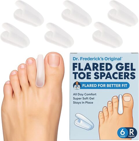 Dr. Frederick's Original Flared Gel Toe Separators - 6 Pcs - Gel Toe Spacers - Bunion Toe Separators - Temporary Bunion Corrector - Gel Orthotic for Overlapping Toes - For Men/Women - One Size in Saudi Arabia