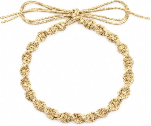 BEACH HEMP JEWELRY سوار خلخال من القنب البني الطبيعي قابل للتعديل مصنوع يدويًا في الولايات المتحدة الأمريكية in Kuwait