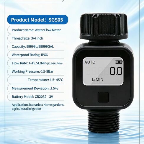 G3 / 4 Digital Water Meter with Hand Tightened Toolless Setup in Kuwait