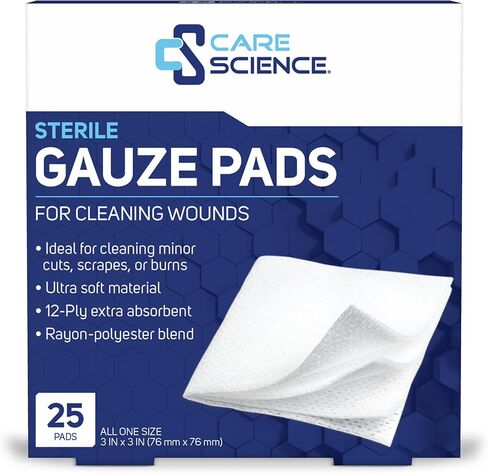 Care Science Gauze Pads, 20 ct, Large, 4 X 4 | for Wound Cleaning or Use as a Dressing in Kuwait