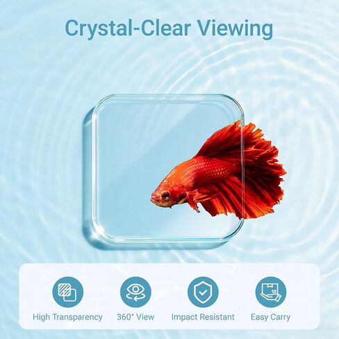 Koller Products 1-Gallon Plastic Round Fish Bowl, Hospital Fish Tank for Betta, Shrimp, Snail, Temporary Tank for Fry, Isolation, Classroom Education & Decoration in Kuwait