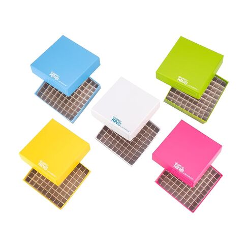 CryoKING 81 Wells 2 inch Microtube Storage Box with Lids, Cryogenic Box, Fit 0.5mL/1.5/2.0mL Microcentrifuge Tubes Vials, Cardboard Freezer Box, Assorted Colors, 5 Pcs/Pack in Kuwait