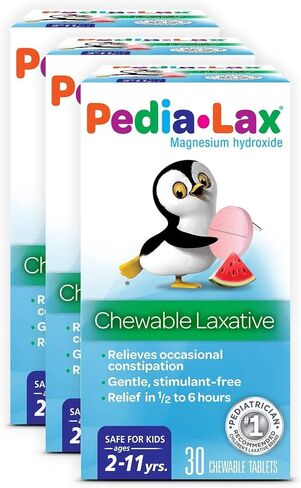 Pedia-Lax Laxative Chewable Tablets for Kids, Ages 2-11, Watermelon Flavor, 30 Count, Pack of 3 in Kuwait