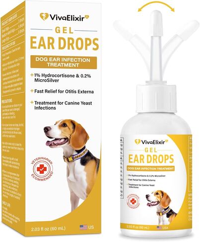 Dog Ear Cleaner, with Hydrocortisone & Microsilver, Ear Infection Treatment for Dogs, Ear Drops for Ear Wax Removal & Itch Relief, Helps Soothe Ear Redness, Irritation & Odor, 2.03 fl oz in Saudi Arabia