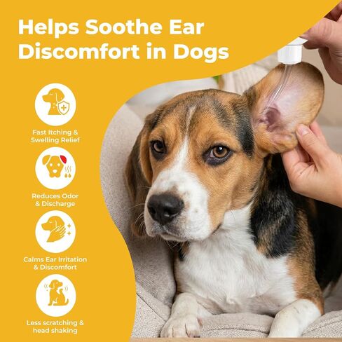 Dog Ear Cleaner, with Hydrocortisone & Microsilver, Ear Infection Treatment for Dogs, Ear Drops for Ear Wax Removal & Itch Relief, Helps Soothe Ear Redness, Irritation & Odor, 2.03 fl oz in Saudi Arabia