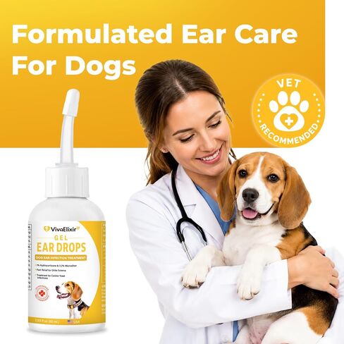 Dog Ear Cleaner, with Hydrocortisone & Microsilver, Ear Infection Treatment for Dogs, Ear Drops for Ear Wax Removal & Itch Relief, Helps Soothe Ear Redness, Irritation & Odor, 2.03 fl oz in Saudi Arabia