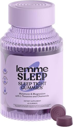 Lemme Sleep Gummies with 5mg Melatonin, Elderberry, Magnesium, L-Theanine, Chamomile and Lavender, Drug-Free Nighttime Sleep Aid, Vegan, Gluten Free, Gelatin Free, Non GMO, Berry Flavored (60 Count) in Saudi Arabia