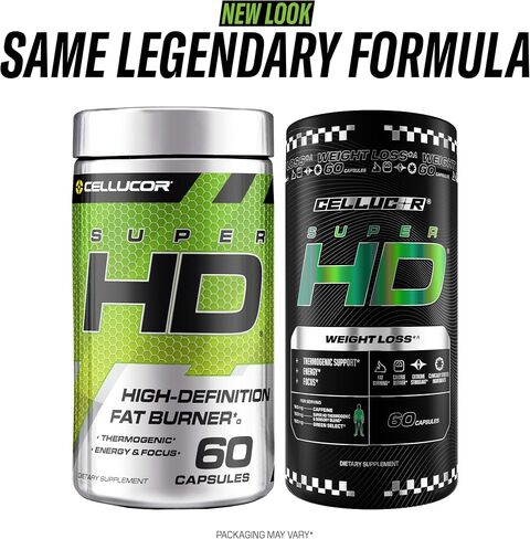 Cellucor Super HD for Men & Women - Enhance Focus and Increase Energy - Capsimax, Green Tea Extract, 160mg Caffeine & More 60 Servings in Saudi Arabia