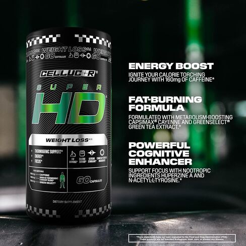 Cellucor Super HD for Men & Women - Enhance Focus and Increase Energy - Capsimax, Green Tea Extract, 160mg Caffeine & More 60 Servings in Saudi Arabia