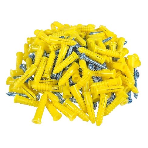 HangDone Ribbed Wall Anchors #8-#10 1-Inch with Screws 100-Pack, White in Kuwait