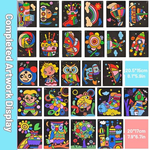 RivanPal Colorful Sand Art Kit Crafts, 26 Different Cartoons with 12 Colorful Sand, Sandblasting, Creative Educational DIY, Painting Art and Crafts in Kuwait
