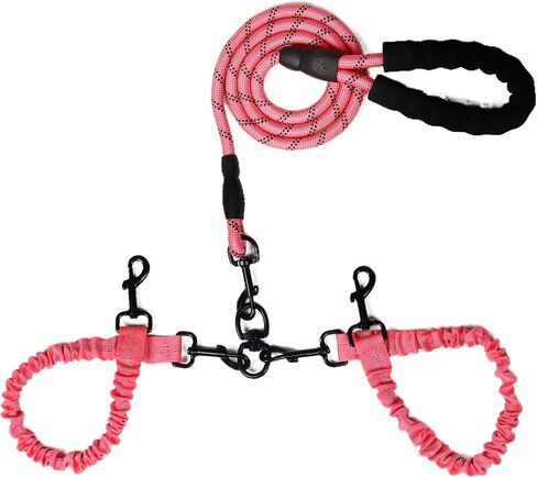 Dog Double Leashes,Rope Bungee Three Leash with Padded Handle Removable for 3 Dogs,Tangle-Free, Padded Handles, 360° Swivel Control (Blue, 3 Way) in Kuwait