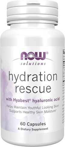 NOW Solutions, Hydration Rescue with Hyabest® hyaluronic acid, Helps Maintain Youthful Looking Skin*, Supports Healthy Skin Moisture*, 60 Veg Capsules in Kuwait