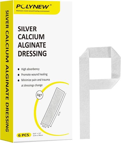 Silver Calcium Alginate Dressing, 4"x4"-6 Individual Package Highly Absorbent, Non-Adhesive, Painless Removal Ag Alginate Wound Bandage for Burns, Ulcers, Abrasions, Pressure Sore in Saudi Arabia