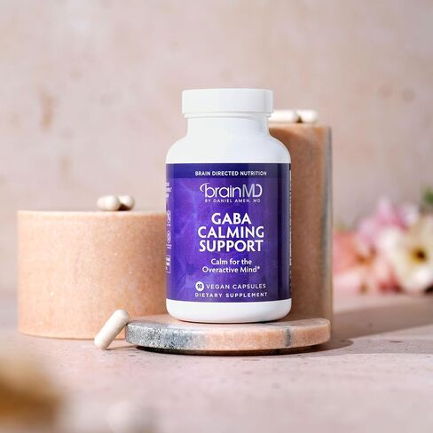 Dr Amen BrainMD GABA Calming Support - 90 Capsules - Promotes Relaxation - Contains Magnesium, Vitamin B6 & Lemon Balm - 90 Servings in Saudi Arabia