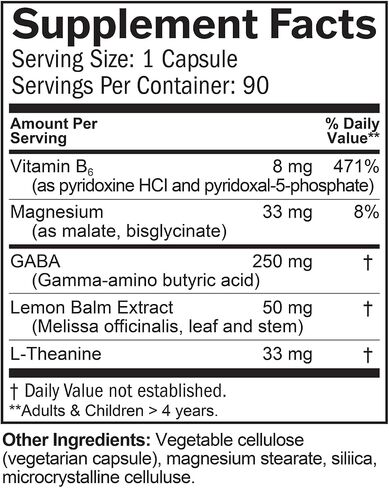 Dr Amen BrainMD GABA Calming Support - 90 Capsules - Promotes Relaxation - Contains Magnesium, Vitamin B6 & Lemon Balm - 90 Servings in Saudi Arabia