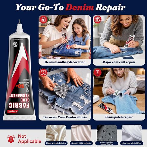 Fabric Glue Permanent Washable - 20LB Pull 60ml No-Sew Repair Kit in Saudi Arabia