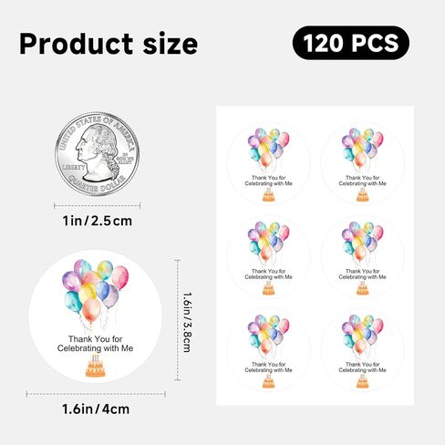 120x Birthday Sticker, Birthday Favor, Celebration Sticker, Cupcake Sticker, Thank You For Celebrating With Me Sticker, Baby Shower Favors, Envelope Seals, Invitation Labels (Birthday) in Saudi Arabia