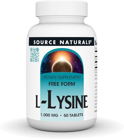 Source Naturals L-Lysine 1000 mg Free Form - مكمل الأحماض الأمينية يدعم تكوين الطاقة والكولاجين* - 200 قرص in Kuwait