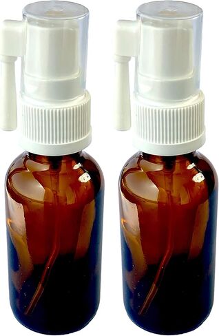 Amber Glass Empty Oral Sprayer 2-Pack for Colloidal Silver, Iodine, Essential Oils & Other Water Based Applications, 30ml (1oz) 2-Pack in Kuwait