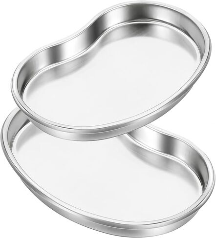 Dental Tray Stainless Steel Kidney Tray 2 Pack Stainless Steel Trays 8" Flat Tray for Dental Piercing Lab Instrument Kitchen Baking Pet Bathroom Tools in Saudi Arabia
