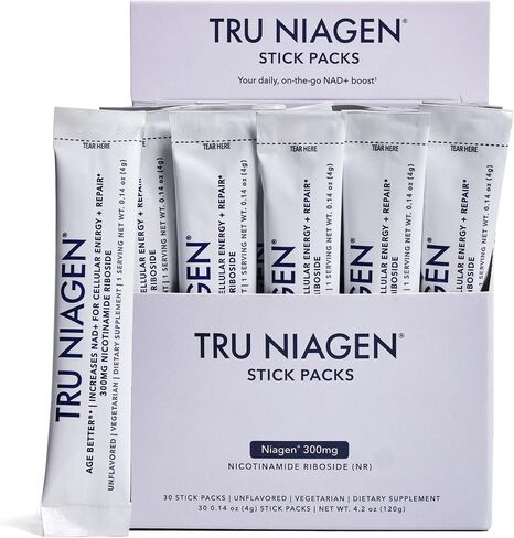TRU NIAGEN الحائز على العديد من الجوائز الحاصل على براءة اختراع NAD + مكمل تعزيز مسحوق نيكوتيناميد ريبوسيد NR للاستخدام أثناء التنقل. الطاقة الخلوية، الإصلاح، الشيخوخة الصحية - 30 قيراط / 300 مجم - مصدر جيد للألياف in Kuwait