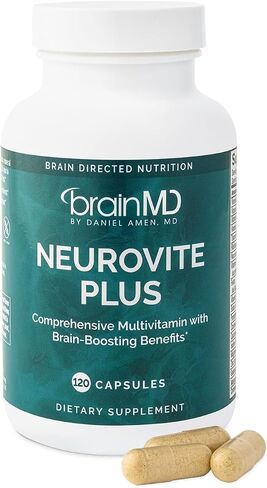 Dr Amen BrainMD NeuroVite Plus - 120 Capsules - Multivitamin & Mineral Supplement, Enhanced with Phytonutrients, Enzymes & Whole Foods - Gluten Free - 30 Servings in Saudi Arabia