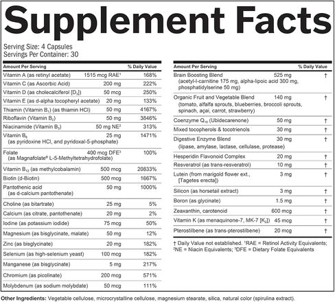 Dr Amen BrainMD NeuroVite Plus - 120 Capsules - Multivitamin & Mineral Supplement, Enhanced with Phytonutrients, Enzymes & Whole Foods - Gluten Free - 30 Servings in Saudi Arabia