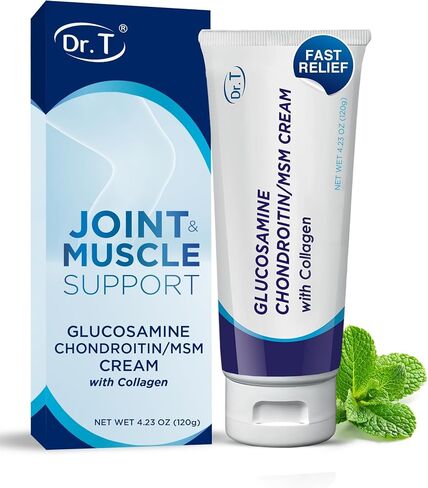 Dr. T Glucosamine/Chondroitin/MSM Cream with Collagen - Premium Natural Formula to Help Alleviate Joint and Muscle discomfort; Supports Joint Strength and Flexibility. 113.4g / 4 oz. in Kuwait