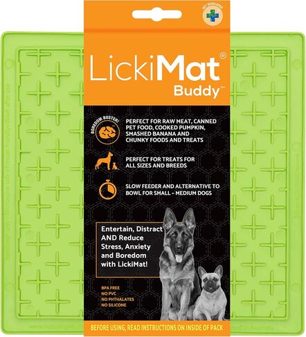 LickiMat Classic Buddy Slow Feeder for Dogs Lick Mat Boredom Anxiety Reducer Perfect for Food Treats Yogurt Liquid Food Peanut Butter Fun Alternative to a Slow Feed Dog Bowl, Green in Saudi Arabia